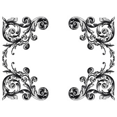 Vintage Ornament Element in baroque style with filigree and floral engrave the best situated for create frame, border, banner. It's hand drawn foliage swirl like victorian or damask design arabesque.