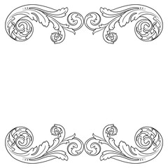 Vintage Ornament Element in baroque style with filigree and floral engrave the best situated for create frame, border, banner. It's hand drawn foliage swirl like victorian or damask design arabesque.