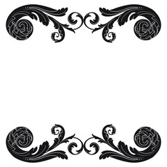 Vintage Ornament Element in baroque style with filigree and floral engrave the best situated for create frame, border, banner. It's hand drawn foliage swirl like victorian or damask design arabesque.