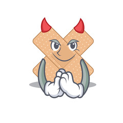 Cross bandage clothed as devil cartoon character design on Halloween night