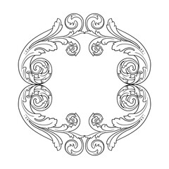 Vintage Ornament Element in baroque style with filigree and floral engrave the best situated for create frame, border, banner. It's hand drawn foliage swirl like victorian or damask design arabesque.