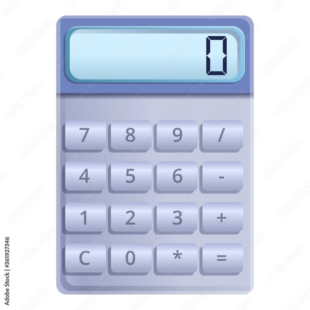 Poster button calculator icon. cartoon of button calculator vector icon for web design isolated on white ba
