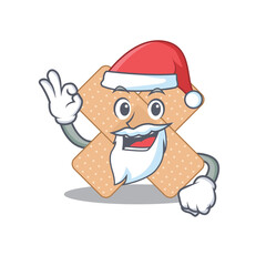 cartoon character of cross bandage Santa with cute ok finger