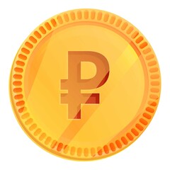 Russia rouble coin icon. Cartoon of russia rouble coin vector icon for web design isolated on white background