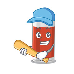 Cool glass of apple juice caricature picture design playing baseball