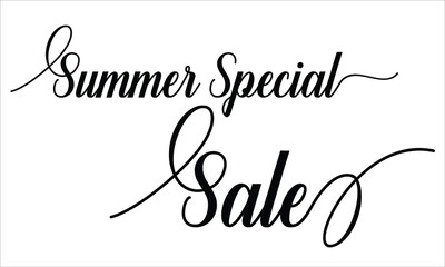 Summer Special Sale Calligraphic retro Cursive Typographic Text on white Background
