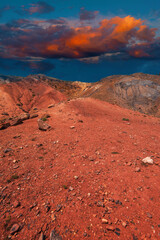 Mars landscape with beauty sky sunset