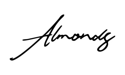 Almonds Handwritten Font Calligraphy Black Color Text 
on White Background