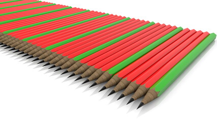 Row of colorful pencils.Social distancing concept