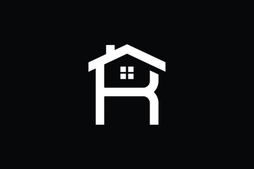 Logo design of R RR in vector for construction, home, real estate, building, property. Minimal awesome trendy professional logo design template on black background.