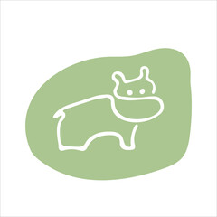 Hippopotamus in one line. Vector image illustrator.