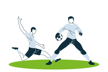 Fototapeta na wymiar Soccer players men with ball vector design