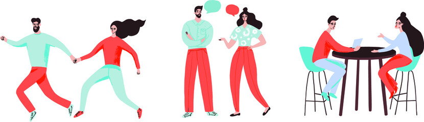 Loving couples vector set in flat design style