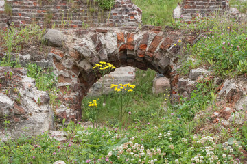The ruins of a medieval castle.
