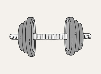 Barbell doodle, hand drawn vector doodle illustration of a barbell for fitness and strength exercise