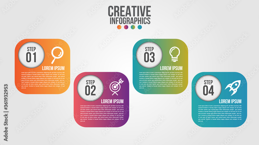 Wall mural infographic modern timeline design vector template for business with 4 steps or options illustrate a