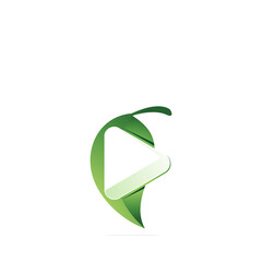 Green play logo design template