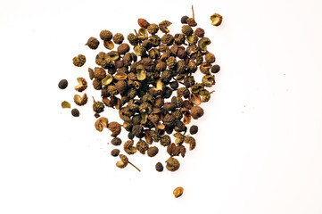 The spices on the white background
