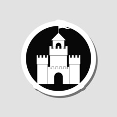 Castle sticker icon isolated on gray background