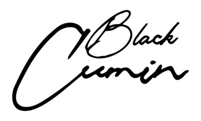 Black Cumin Handwritten Font Typography Text Food Quote
on White Background
