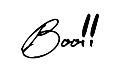 Boo!! Handwritten Font Calligraphy Black Color Text 
on White Background