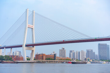Nanpu Bridge, one of the biggest bridge over Huangpu River, in Shanghai, China.