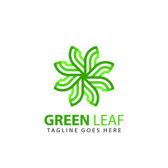 Abstract Natural Green Leaf Spinning Logos Design Vector Illustration Template