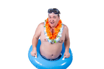 Holidays at sea. Funny fat man.
