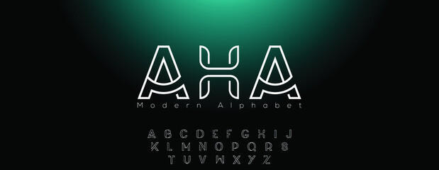 Abstract minimal modern alphabet line font. Minimal slim typography monogram fonts style. Vector illustration and tech font.
