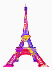 Fototapeta na wymiar Der Eiffelturm in Farben, Freisteller