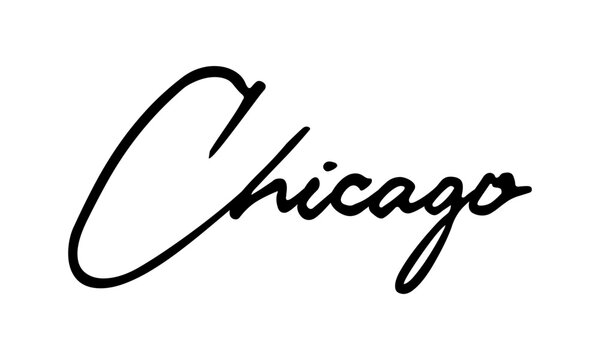 Chicago Handwritten Font Calligraphy Black Color Text on White