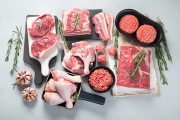 Fotobehang Assortment of raw meats © bit24