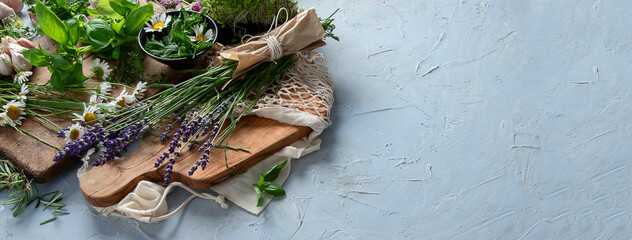 Fresh green garden herbs