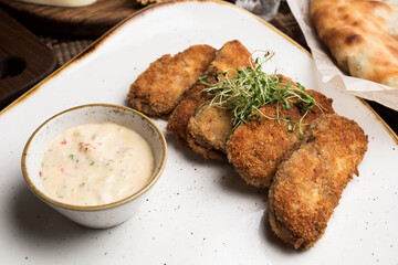 meat cutlets on a white plate. national cuisine, close-up