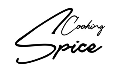 Obraz premium Cooking Spice Handwritten Font Calligraphy Black Color Text on White Background