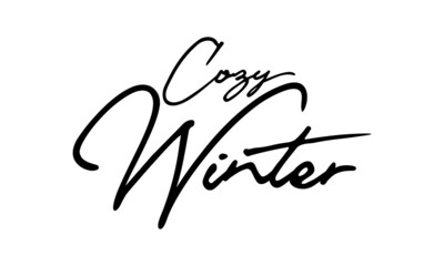 Cozy Winter Handwritten Font Calligraphy Black Color Text 
on White Background