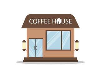 Coffee house in flat style. Cafe. Vector flat icon