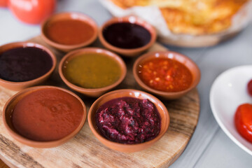 spicy sauces close-up. Georgian cuisine