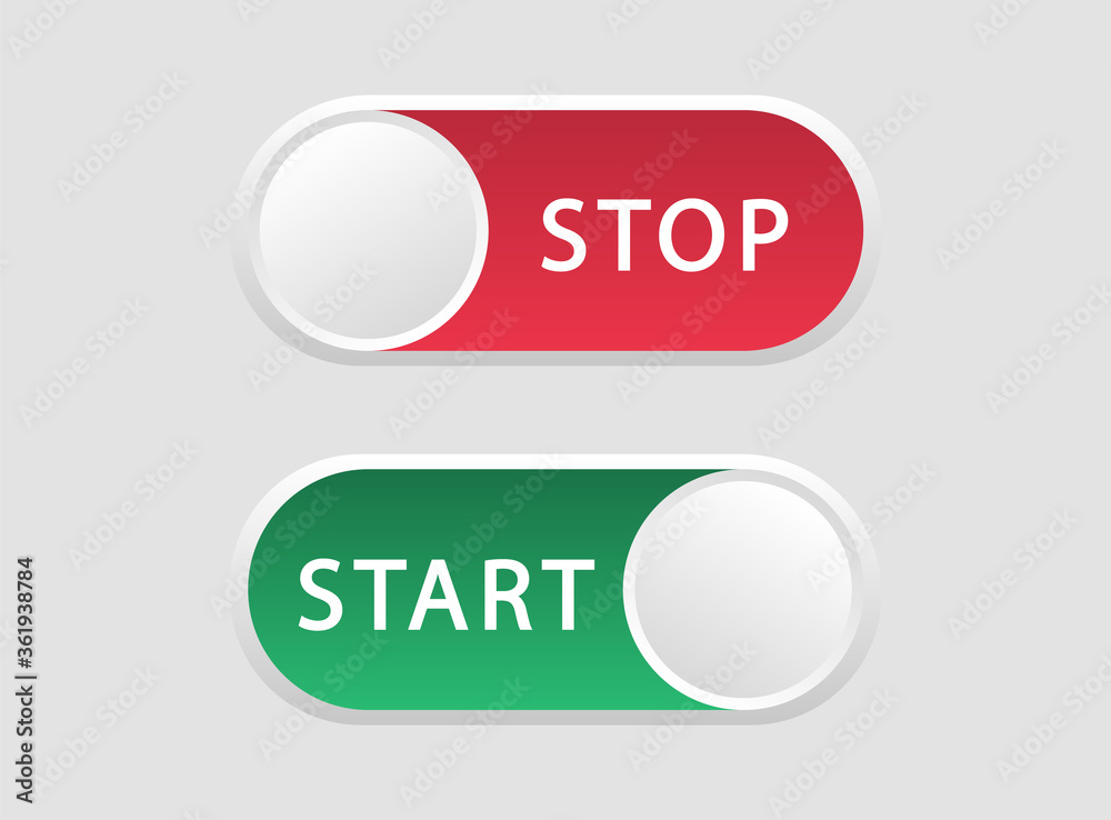 Aufkleber start and stop buttons. toggle switch icons. collection slider buttons. elements of web design.