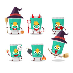 Fototapeta premium Halloween expression emoticons with cartoon character of sunblock