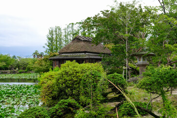 Fototapeta na wymiar 日本庭園の茶室「隔林亭」