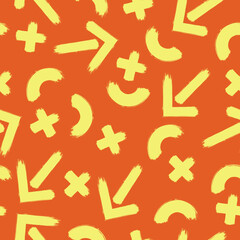 Seamless pattern with brush strokes elements in warm colores