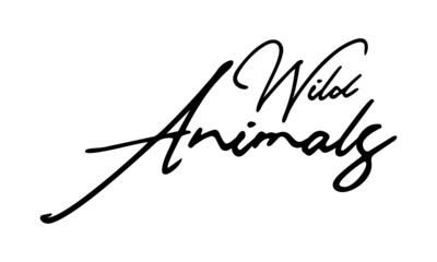 Wild Animal  Handwritten Font Calligraphy Black Color Text 
on White Background
