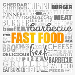 FAST FOOD word cloud collage, concept background