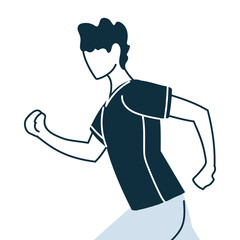 Soccer player man with uniform in aerodynamic position vector design