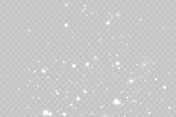 Vector sparkles on a transparent background. Christmas abstract pattern. Sparkling magical dust particles.