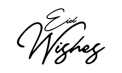 Eid Wishes Handwritten Font Calligraphy Black Color Text 
on White Background