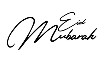 Eid Mubarak Handwritten Font Calligraphy Black Color Text 
on White Background