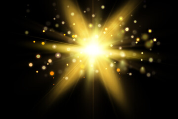 Glow isolated white transparent light effect set, lens flare, explosion, glitter, line, sun flash, spark and stars.