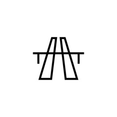 Highway vector icon in black line style icon, style isolated on white background